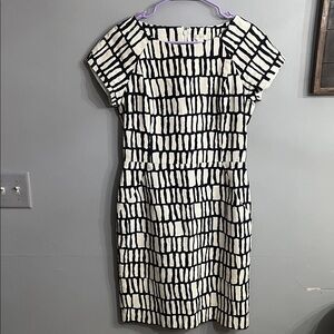 J. Crew Black and White Checkered Midi Dress